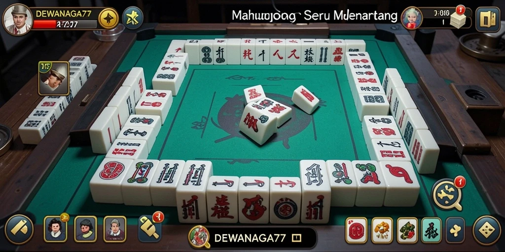 Tampilan gameplay menantang di DEWANAGA77 dengan ubin Mahjong berwarna-warni.