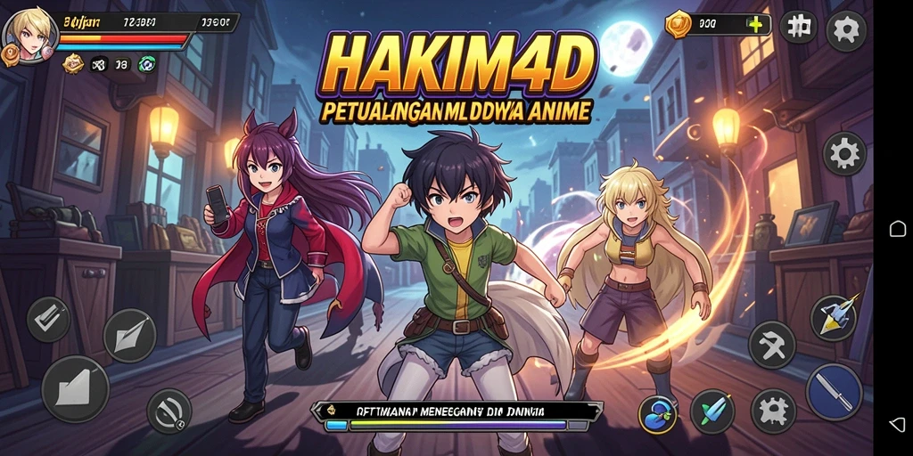 Screenshot utama HAKIM4D menampilkan aksi karakter dalam pertarungan yang seru.
