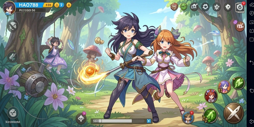 Screenshot gameplay HAO788 menampilkan aksi seru karakter Anime.