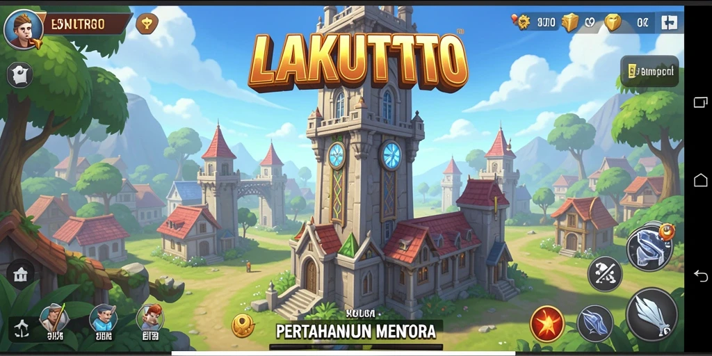 Screenshot utama LAKUTOTO menampilkan aksi Tower Defense yang seru dan strategis.