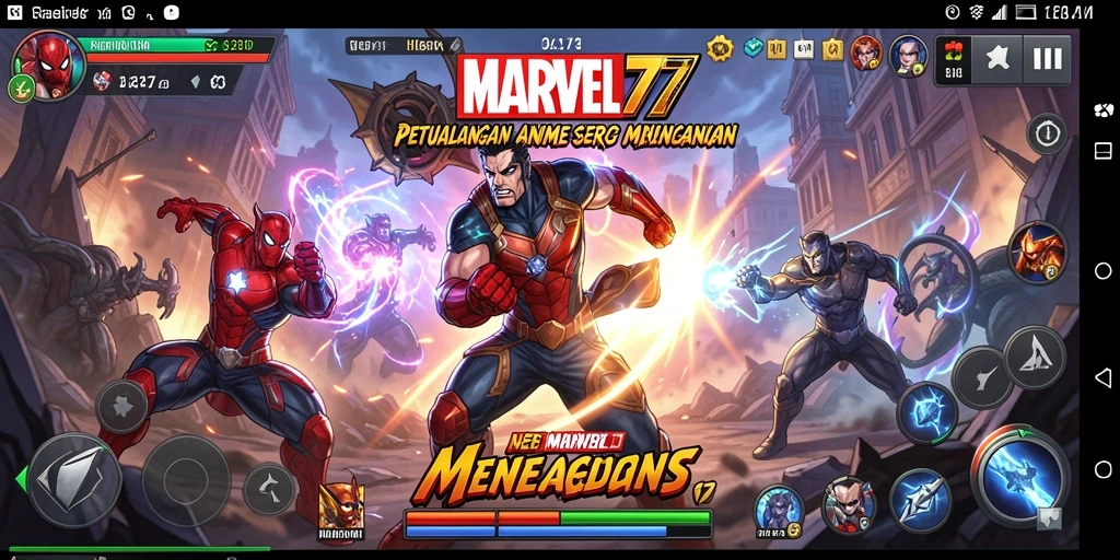 Screenshot utama MARVEL77 menampilkan aksi pertarungan karakter Anime yang seru.